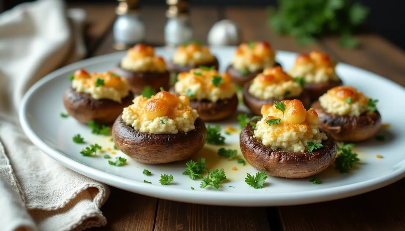 Image of Stuffed Mushrooms with Herby Cheese Filling