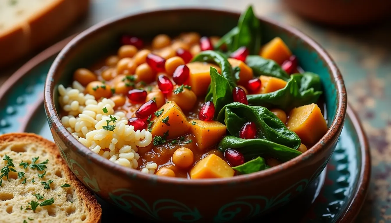 Image of Moroccan Chickpea Stew with Spinach and Sweet Potatoes