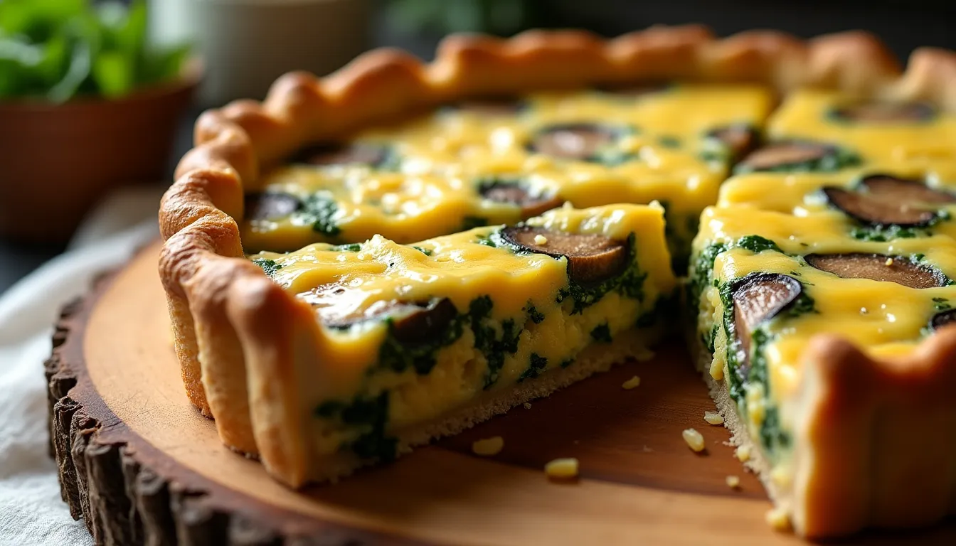 Image of Savory Mushroom and Spinach Quiche