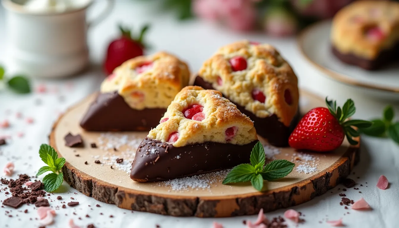 Image of Chocolate Dipped Strawberry Scones