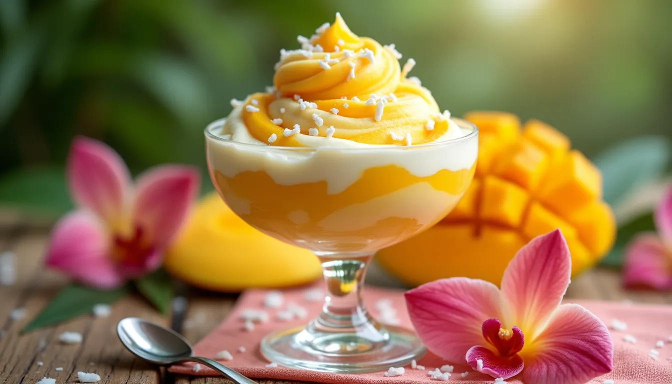 Image of Tropical Coconut Mango Swirl Ice Cream