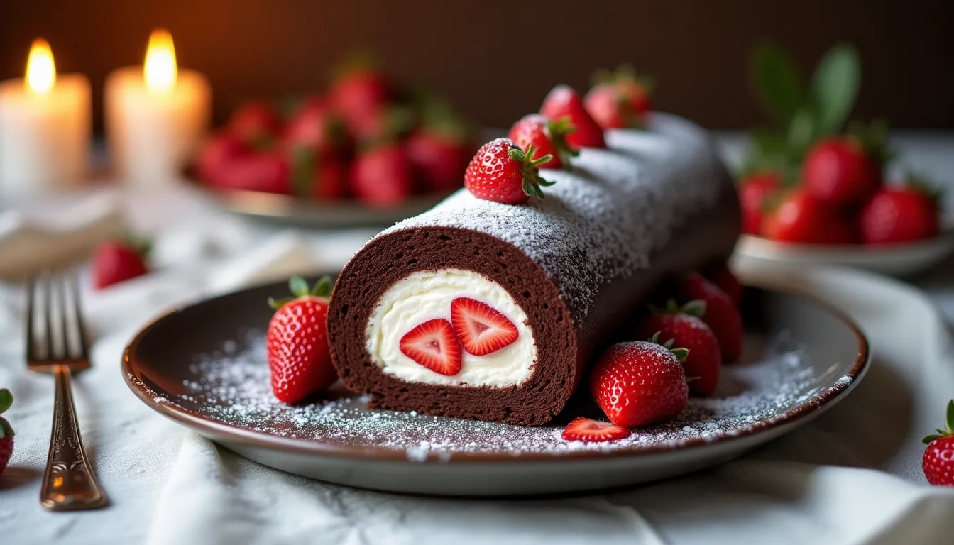 Image of Strawberry Chocolate Cake Roll