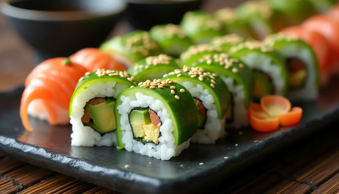 Image of Cucumber Avocado Sushi Rolls